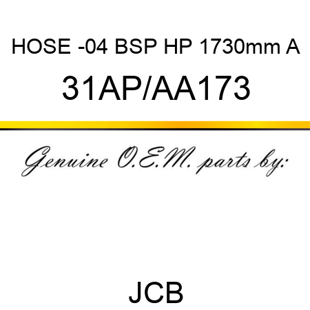 HOSE -04 BSP HP 1730mm A 31AP/AA173