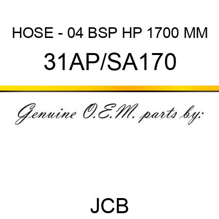 HOSE - 04 BSP HP 1700 MM 31AP/SA170