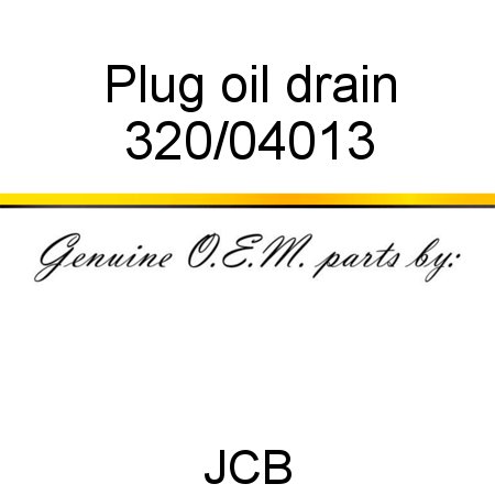 Plug, oil drain 320/04013