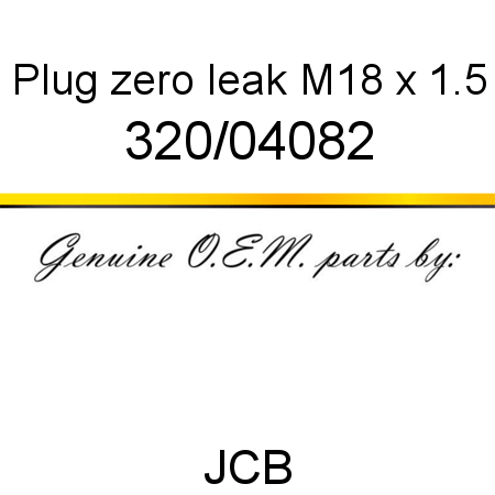 Plug, zero leak, M18 x 1.5 320/04082