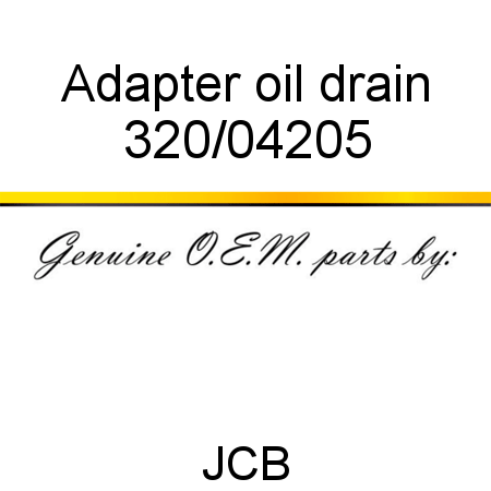 Adapter, oil drain 320/04205