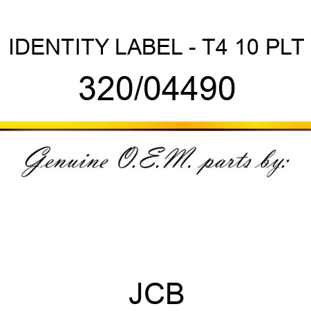 IDENTITY LABEL - T4 10 PLT 320/04490