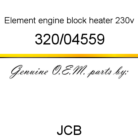 Element, engine block heater, 230v 320/04559