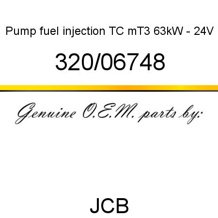 Pump, fuel injection, TC mT3 63kW - 24V 320/06748