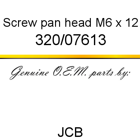 Screw, pan head, M6 x 12 320/07613