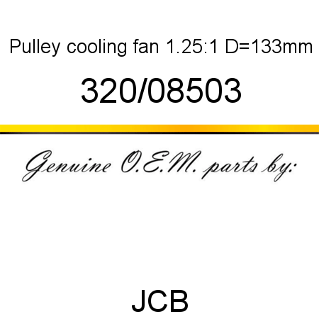 Pulley, cooling fan 1.25:1, D=133mm 320/08503