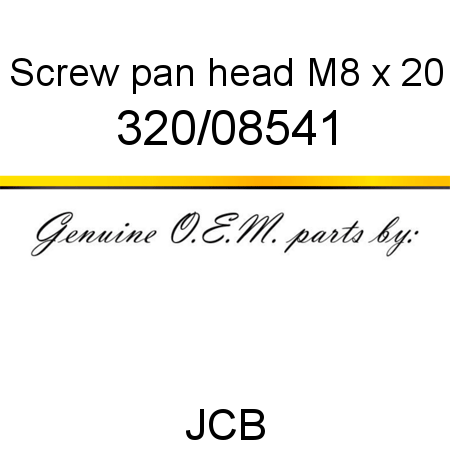 Screw, pan head, M8 x 20 320/08541