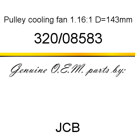 Pulley, cooling fan 1.16:1, D=143mm 320/08583