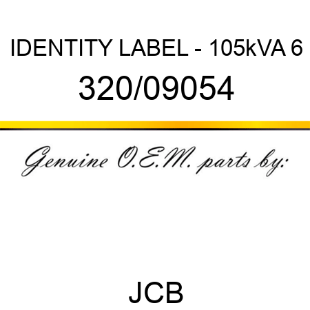 IDENTITY LABEL - 105kVA 6 320/09054