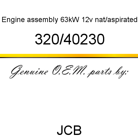 Engine, assembly 63kW 12v, nat/aspirated 320/40230