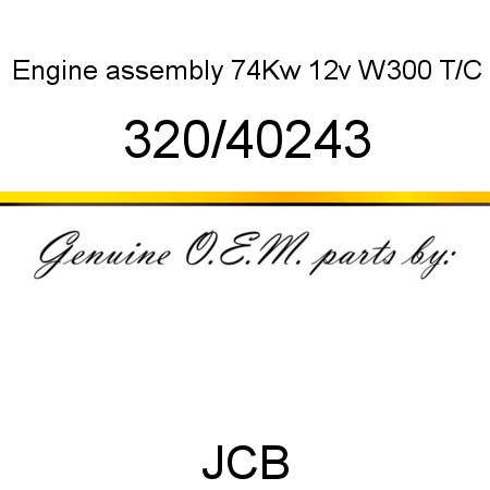 Engine, assembly 74Kw 12v, W300 T/C 320/40243