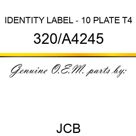 IDENTITY LABEL - 10 PLATE T4 320/A4245
