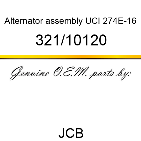 Alternator, assembly, UCI 274E-16 321/10120