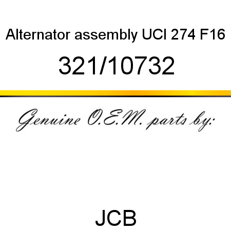 Alternator, assembly, UCI 274 F16 321/10732