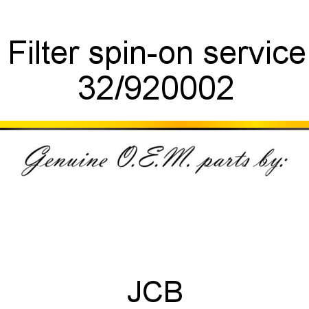 Filter, spin-on, service 32/920002