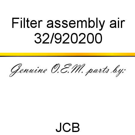 Filter, assembly, air 32/920200