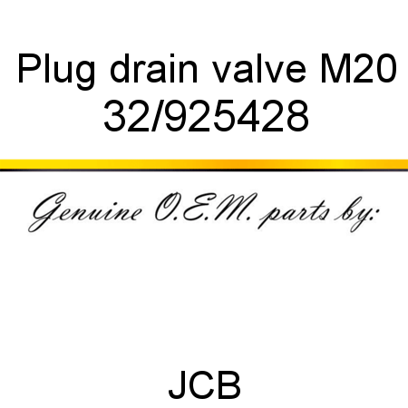 Plug, drain valve, M20 32/925428
