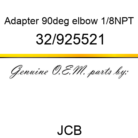 Adapter, 90deg elbow 1/8NPT 32/925521
