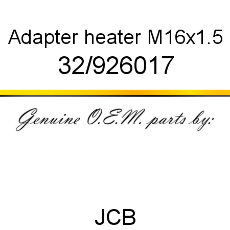 Adapter, heater, M16x1.5 32/926017