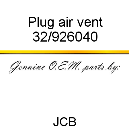 Plug, air vent 32/926040