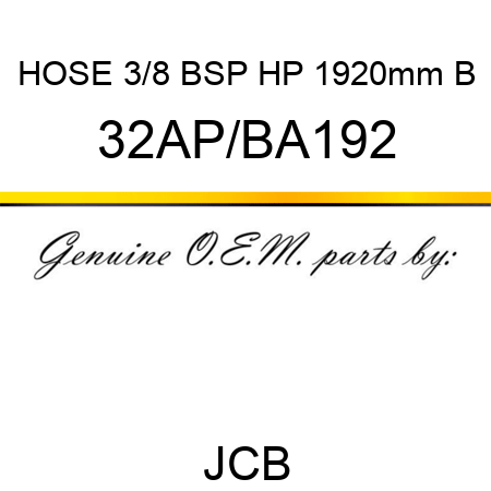 HOSE 3/8 BSP HP 1920mm B 32AP/BA192