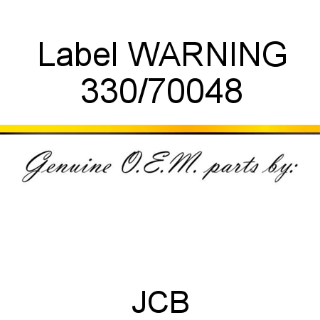 Label, WARNING 330/70048