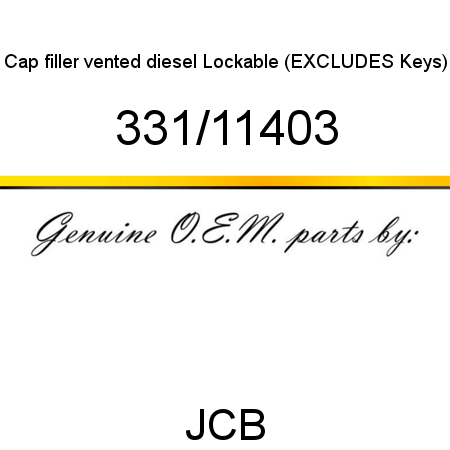 Cap, filler, vented diesel, Lockable (EXCLUDES Keys) 331/11403