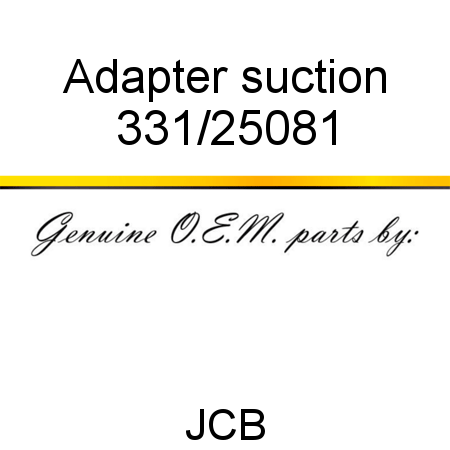 Adapter, suction 331/25081