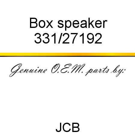 Box, speaker 331/27192