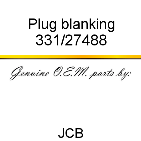 Plug, blanking 331/27488