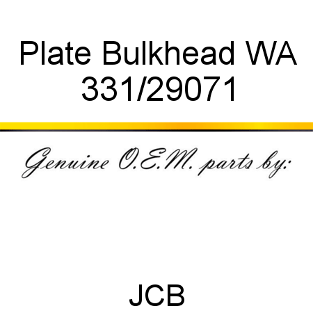 Plate, Bulkhead WA 331/29071