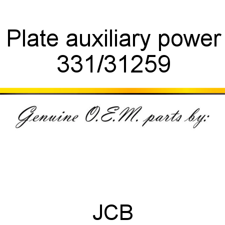 Plate, auxiliary power 331/31259
