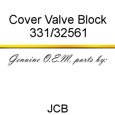 Cover, Valve Block 331/32561
