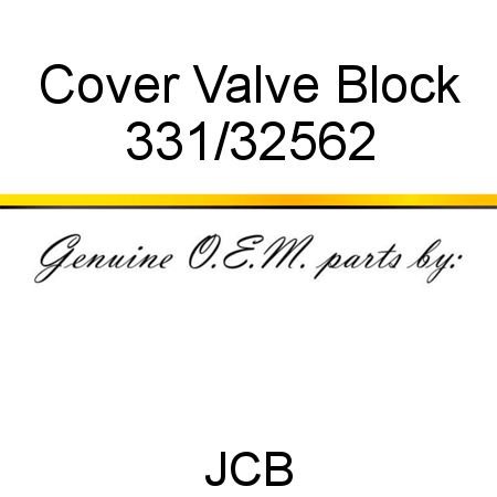 Cover, Valve Block 331/32562