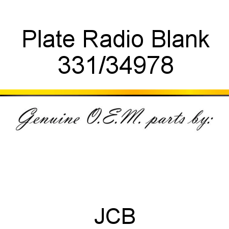 Plate, Radio Blank 331/34978