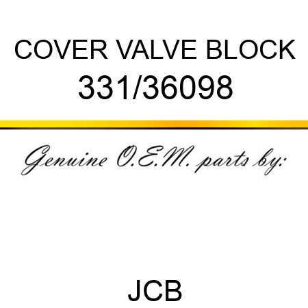 COVER VALVE BLOCK 331/36098