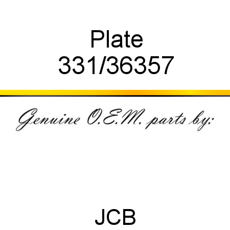 Plate 331/36357