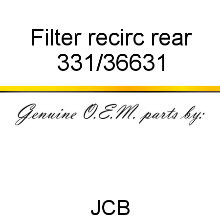 Filter, recirc, rear 331/36631