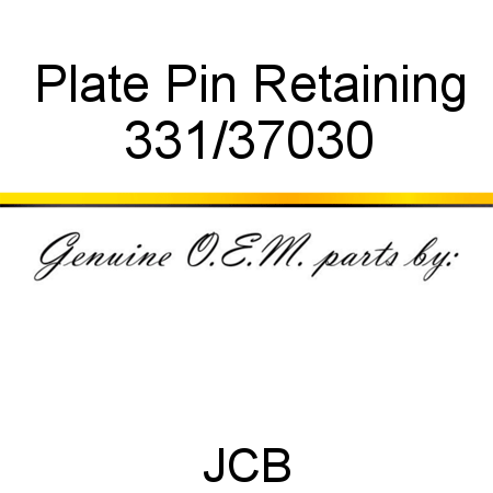 Plate, Pin Retaining 331/37030