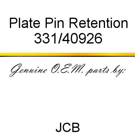 Plate, Pin Retention 331/40926