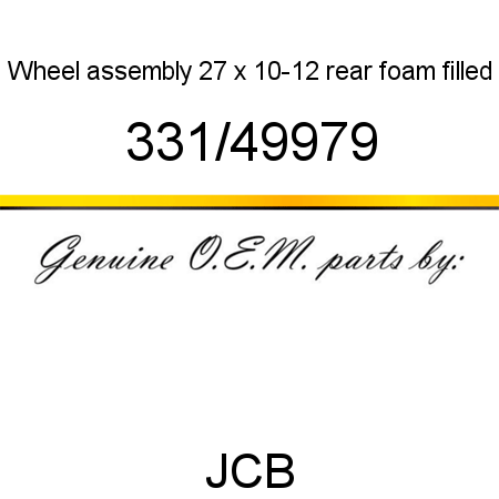 Wheel, assembly 27 x 10-12, rear, foam filled 331/49979