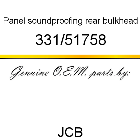 Panel, soundproofing, rear bulkhead 331/51758