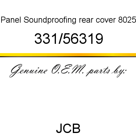 Panel, Soundproofing, rear cover 8025 331/56319
