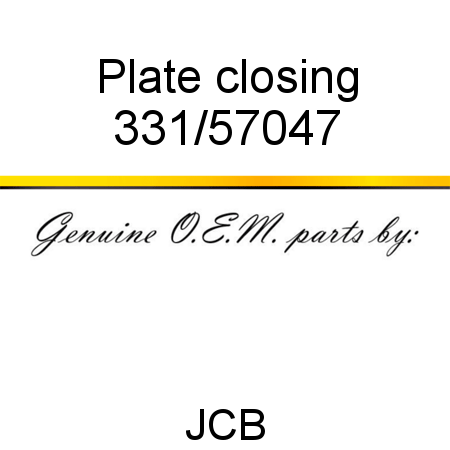 Plate, closing 331/57047
