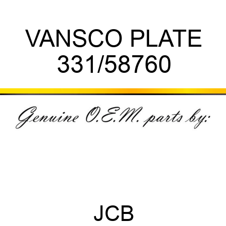 VANSCO PLATE 331/58760