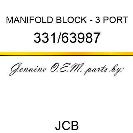 MANIFOLD BLOCK - 3 PORT 331/63987