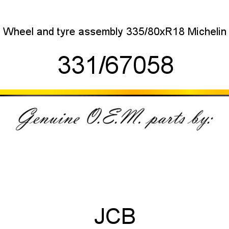 Wheel, and tyre assembly, 335/80xR18 Michelin 331/67058