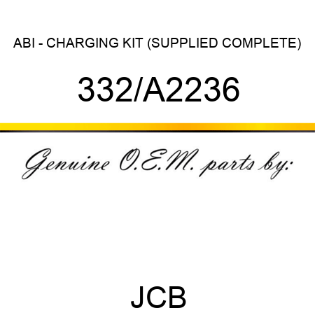 ABI - CHARGING KIT (SUPPLIED COMPLETE) 332/A2236