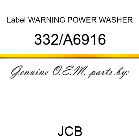 Label WARNING POWER WASHER 332/A6916