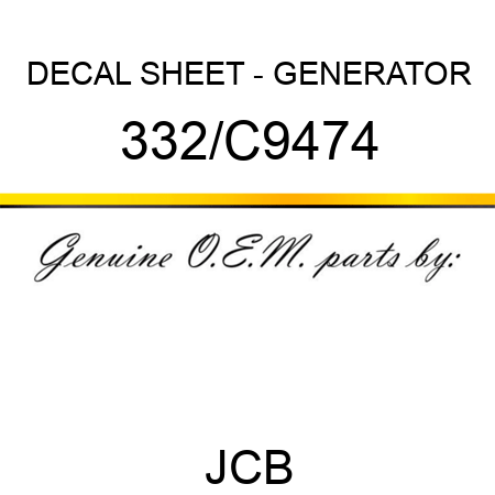 DECAL SHEET - GENERATOR 332/C9474